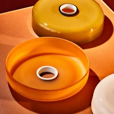 Xanadu Bauhaus Stained Glass Disc Pendant Light Xanadu Bauhaus Stained Glass Disc Pendant Light