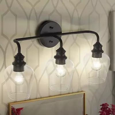 Rishika Red Wine Glass Bathroom Vanity Light Rishika Red Wine Glass Bathroom Vanity Light