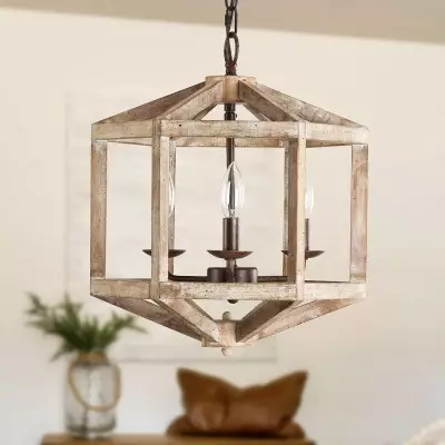 Juliette Farmhouse Weather Wood Caged Candle Kitchen Island Light Juliette Farmhouse Weather Wood Caged Candle Kitchen Island Light