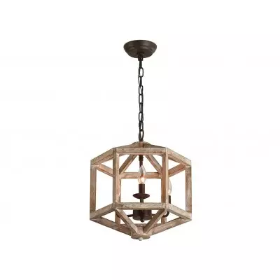 Juliette Farmhouse Weather Wood Caged Candle Kitchen Island Light