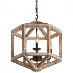 Juliette Farmhouse Weather Wood Caged Candle Kitchen Island Light