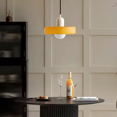 Xanadu Bauhaus Stained Glass Disc Pendant Light Xanadu Bauhaus Stained Glass Disc Pendant Light