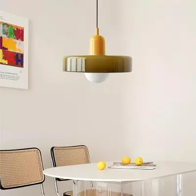 Xanadu Bauhaus Stained Glass Disc Pendant Light Xanadu Bauhaus Stained Glass Disc Pendant Light
