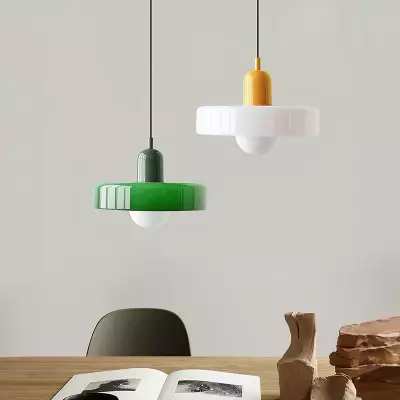 Xanadu Bauhaus Stained Glass Disc Pendant Light Xanadu Bauhaus Stained Glass Disc Pendant Light