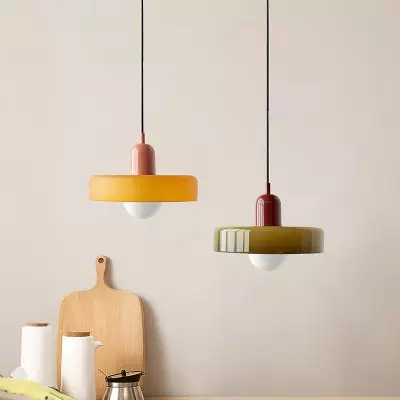 Xanadu Bauhaus Stained Glass Disc Pendant Light Xanadu Bauhaus Stained Glass Disc Pendant Light