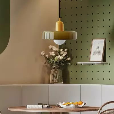 Xanadu Bauhaus Stained Glass Disc Pendant Light Xanadu Bauhaus Stained Glass Disc Pendant Light