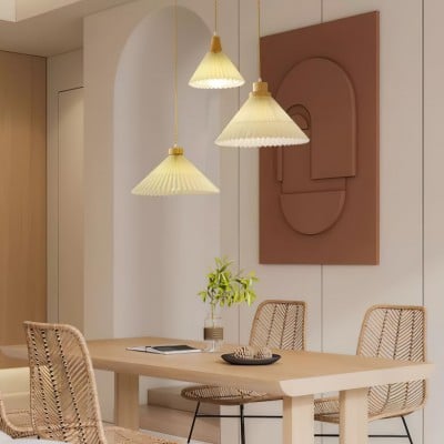 Giovanna Modern Beige Pleated Pendant Light