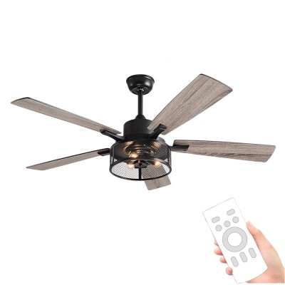 Rishika 52 in. Black Indoor Ceiling Fan with Remote Control and Light Kit Included