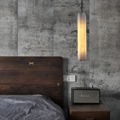 Guido Flute Cylindrical Alabaster Pendant Light