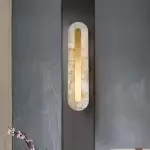 Ozeki Minimalist Brass And Genuine Alabaster Sconce