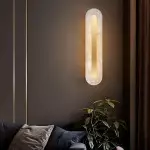 Ozeki Minimalist Brass And Genuine Alabaster Sconce