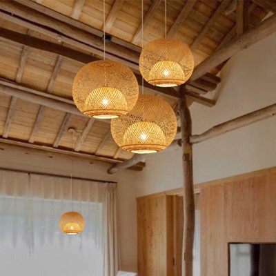 Ilario Japanese Woven Bamboo Pendant Light