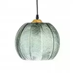Yasmine Vintage Green Ribbed Glass Hanging Lamp