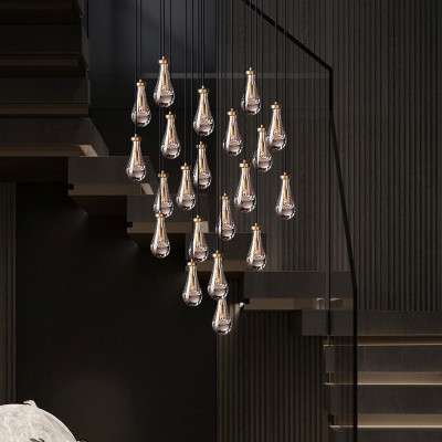 Peregrine Modern All-copper Crystal Raindrop Linear Chandelier