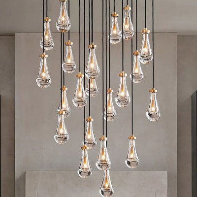 Peregrine Modern All-copper Crystal Raindrop Linear Chandelier