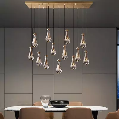 Peregrine Modern All-copper Crystal Raindrop Linear Chandelier