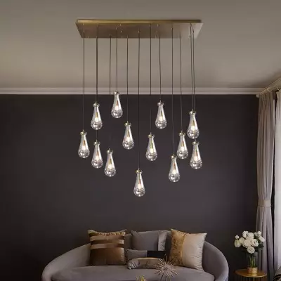 Peregrine Modern All-copper Crystal Raindrop Linear Chandelier Peregrine Modern All-copper Crystal Raindrop Linear Chandelier