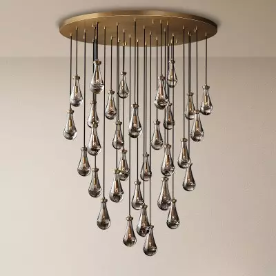 Peregrine Modern All-copper Crystal Raindrop Linear Chandelier