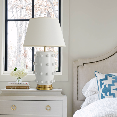 Ramon Modern Medium Ceramic Table Lamp with Linden Shade Ramon Modern Medium Ceramic Table Lamp with Linden Shade