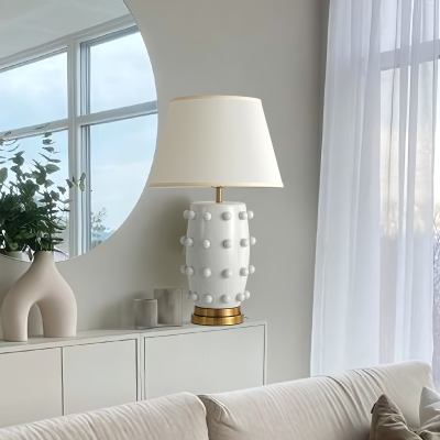 Ramon Modern Medium Ceramic Table Lamp with Linden Shade Ramon Modern Medium Ceramic Table Lamp with Linden Shade