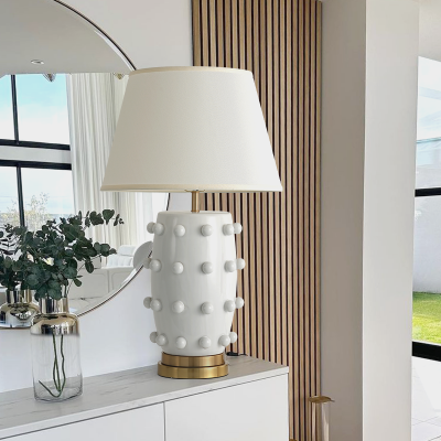 Ramon Modern Medium Ceramic Table Lamp with Linden Shade Ramon Modern Medium Ceramic Table Lamp with Linden Shade