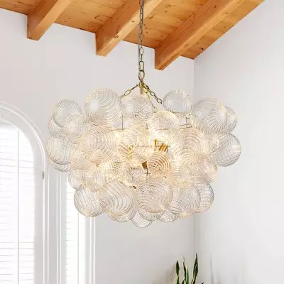 Quintessa Luxury Ribbed Glass Globe Cluster Bubble Chandelier Quintessa Luxury Ribbed Glass Globe Cluster Bubble Chandelier