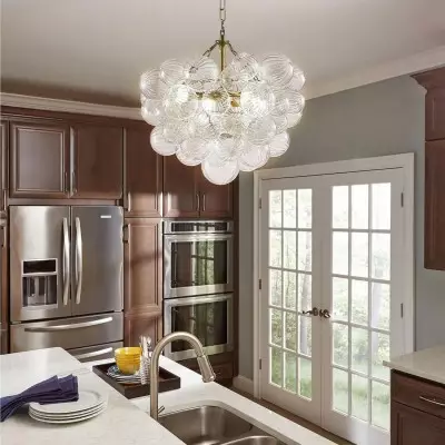 Quintessa Luxury Ribbed Glass Globe Cluster Bubble Chandelier Quintessa Luxury Ribbed Glass Globe Cluster Bubble Chandelier