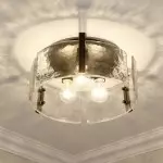 Ozu Modern Water Ripple Glass Drum Flush Mount Light