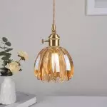 Ivana Retro Copper and Glass Tulip Pendant Light