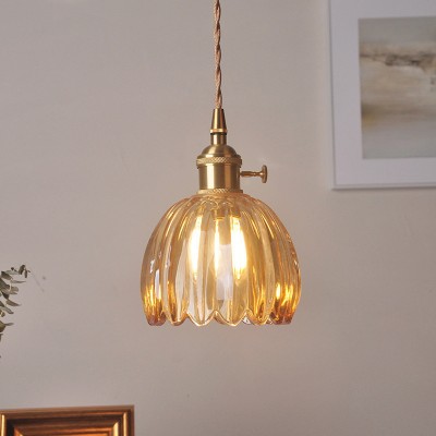Ivana Retro Copper and Glass Tulip Pendant Light Ivana Retro Copper and Glass Tulip Pendant Light