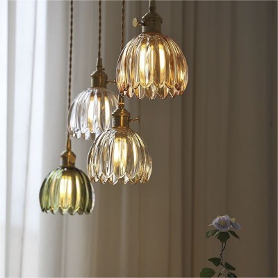 Ivana Retro Copper and Glass Tulip Pendant Light Ivana Retro Copper and Glass Tulip Pendant Light