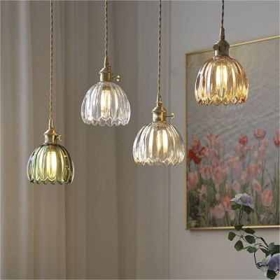 Ivana Retro Copper and Glass Tulip Pendant Light Ivana Retro Copper and Glass Tulip Pendant Light