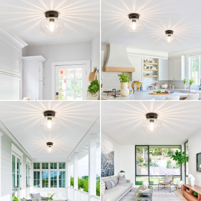Ozma Stylish Wavy Glass Lantern Flush Mount Ceiling Light Ozma Stylish Wavy Glass Lantern Flush Mount Ceiling Light