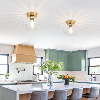 Ozma Stylish Wavy Glass Lantern Flush Mount Ceiling Light Ozma Stylish Wavy Glass Lantern Flush Mount Ceiling Light