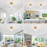 Ozma Stylish Wavy Glass Lantern Flush Mount Ceiling Light