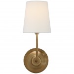 Ozwa Frosted Antique Brass Wall Sconce with Linen Shade