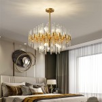 Zander Brass Chandelier with Clear Glass Rods Shade