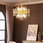 Zander Brass Chandelier with Clear Glass Rods Shade