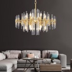 Zander Brass Chandelier with Clear Glass Rods Shade