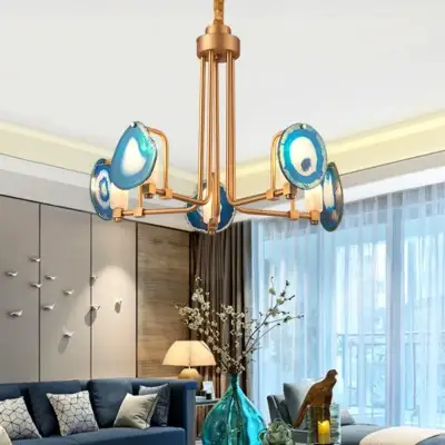 Soren Two Tier,Agate Chandelier, Golden
