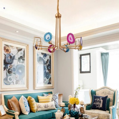 Soren Two Tier,Agate Chandelier, Golden