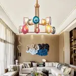 Soren Two Tier,Agate Chandelier, Golden