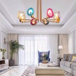 Soren Two Tier,Agate Chandelier, Golden