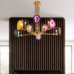 Soren Two Tier,Agate Chandelier, Golden