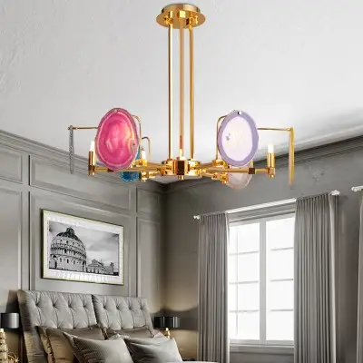 Soren Two Tier,Agate Chandelier, Golden