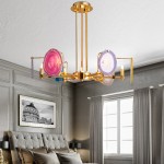 Soren Two Tier,Agate Chandelier, Golden