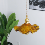 Liliana Retro Hibiscus Flower Glass Shade Pendant Light