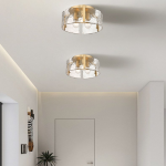 Ozu Modern Water Ripple Glass Drum Flush Mount Light