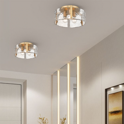 Ozu Modern Water Ripple Glass Drum Flush Mount Light Ozu Modern Water Ripple Glass Drum Flush Mount Light