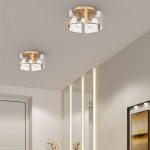 Ozu Modern Water Ripple Glass Drum Flush Mount Light